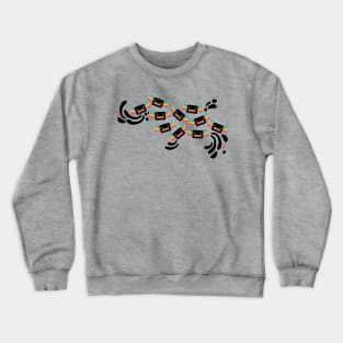 Cute Black and Rainbow Axolotls and Whirls Crewneck Sweatshirt